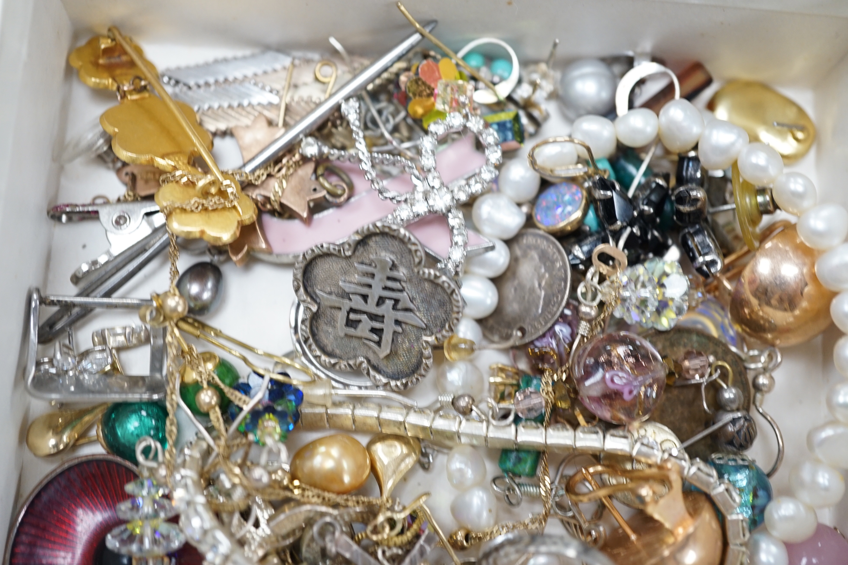 A collection of assorted paste set dress rings and sundry costume jewellery